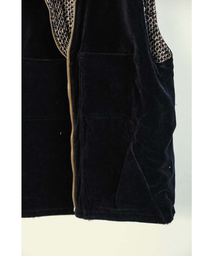 bisown MIX TWEED×VELVETEEN ZIPUP VEST