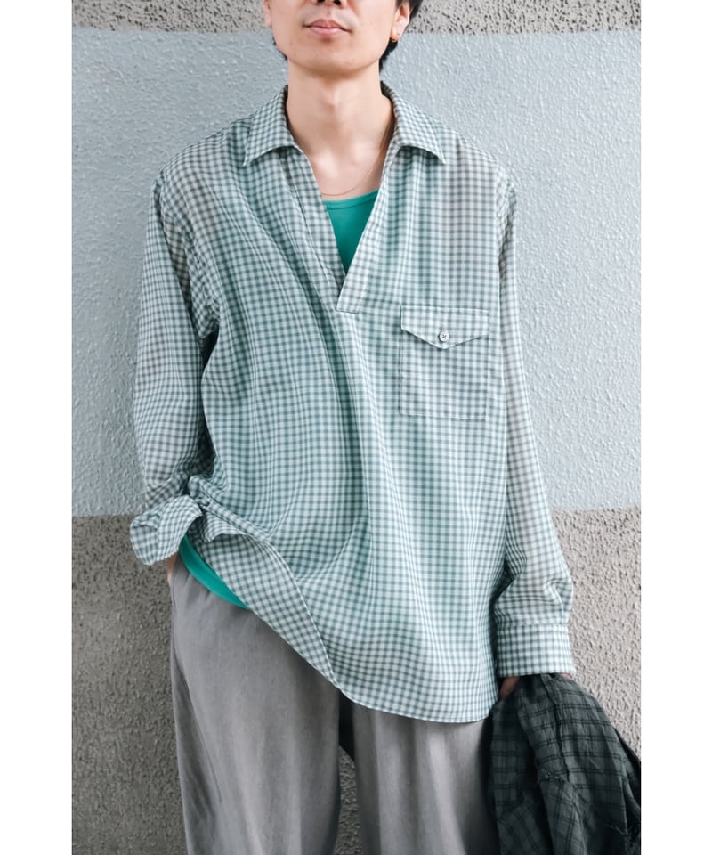 ULTERIOR SUPER LIGHT WOOL CHECK SKIPPER SHIRT |