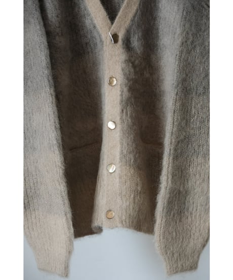 REVERBERATE MOHAIR GRADATION BORDER CARDIGAN