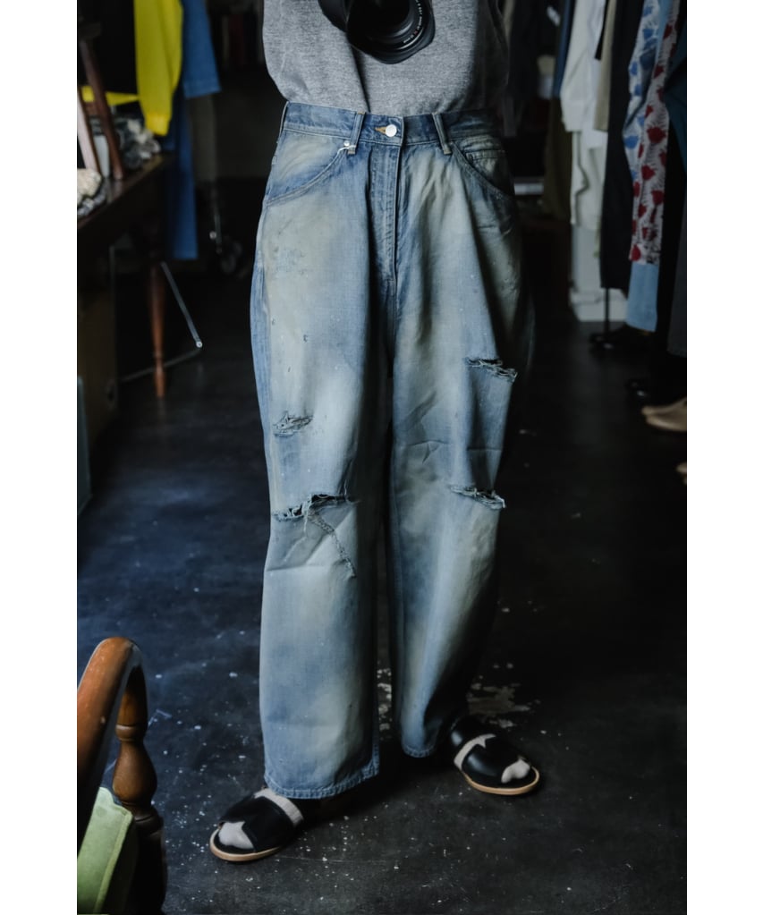 ANCELLM DAMAGE WIDE 5P DENIM PANTS | MusterWerk ANCELLM DAMAGE WIDE 5P DENIM PANTS | MusterWerk
