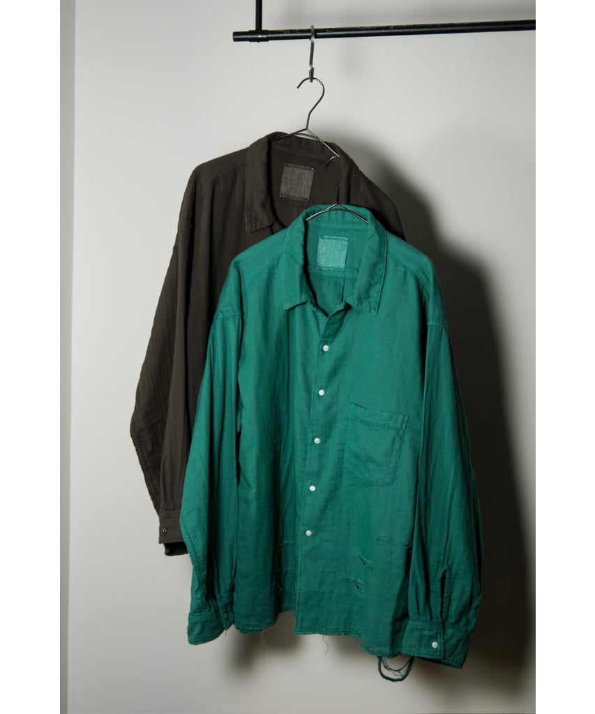 ancellm ダブルガーゼシャツ green size1 シャツ アンセルム ANCELLM | アンセルム DOUBLEGAUZE CRASH LS SHIRT(GREEN