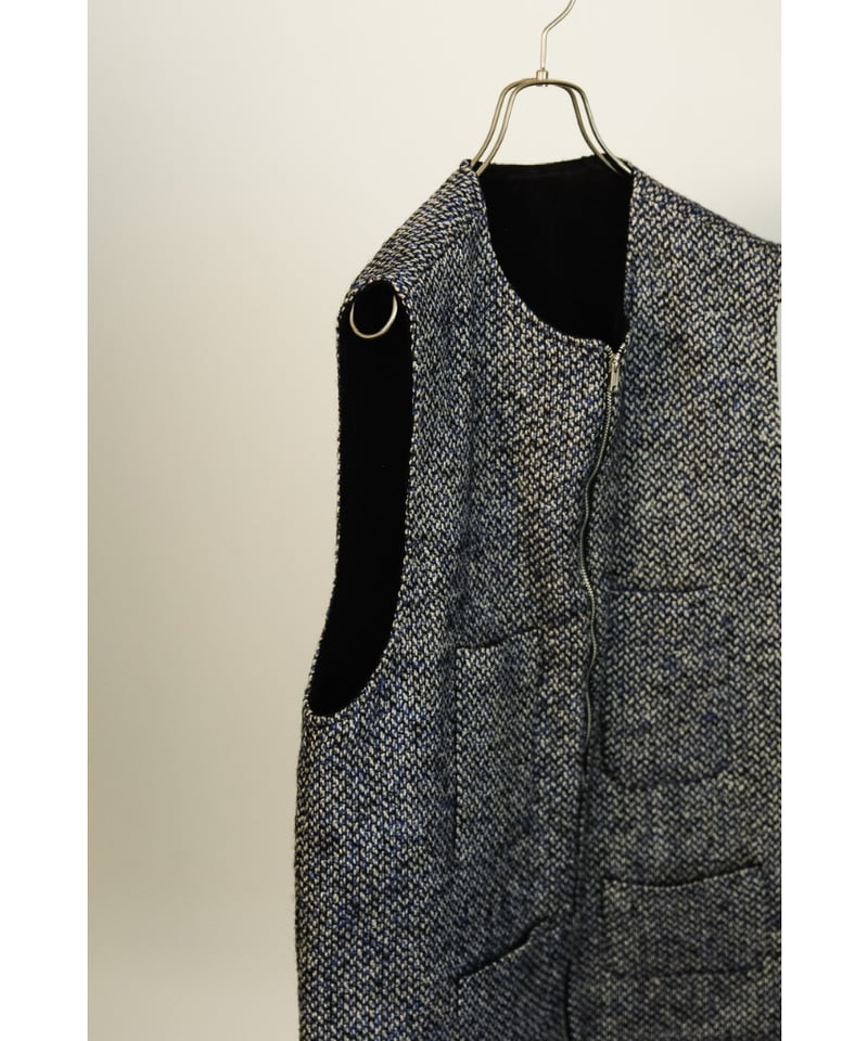 BISOWN MIX TWEED×VELVETEEN ZIPUP VEST | MusterW