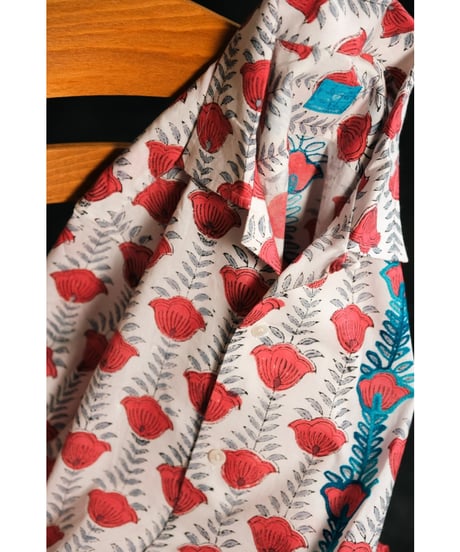 PERIOD FEATURES Block Print & Machine Embroidery Open Collar Shirts
