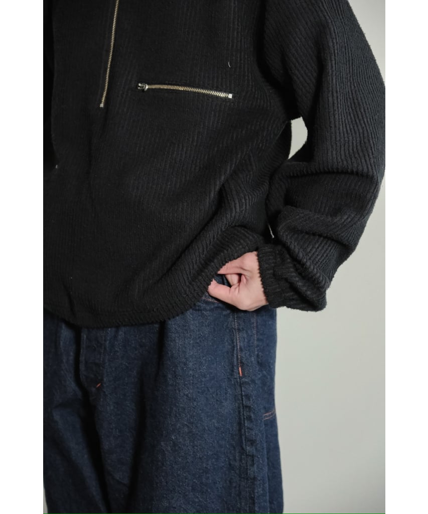 ANCELLM CUT STRIPE HALF ZIP PULL OVER SHIRT | M ANCELLM CUT STRIPE HALF ZIP PULL OVER SHIRT | M