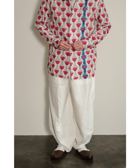 PERIOD FEATURES Block Print & Machine Embroidery Open Collar Shirts