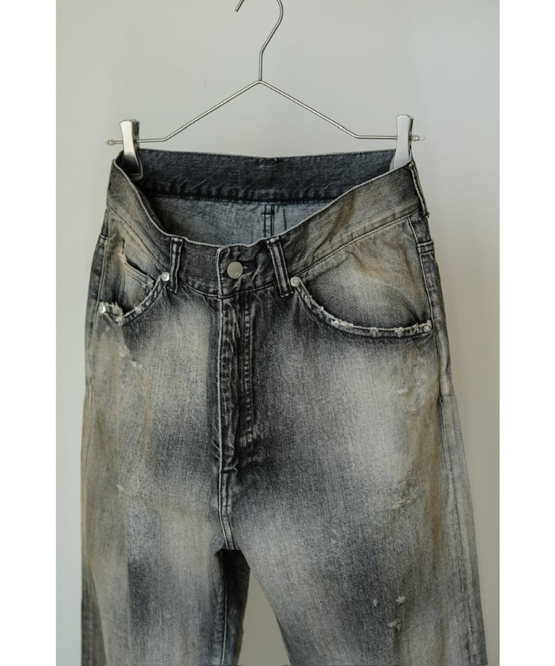 ANCELLM P/DAMAGE DENIM STRAIGHT 5P PANTS | Must