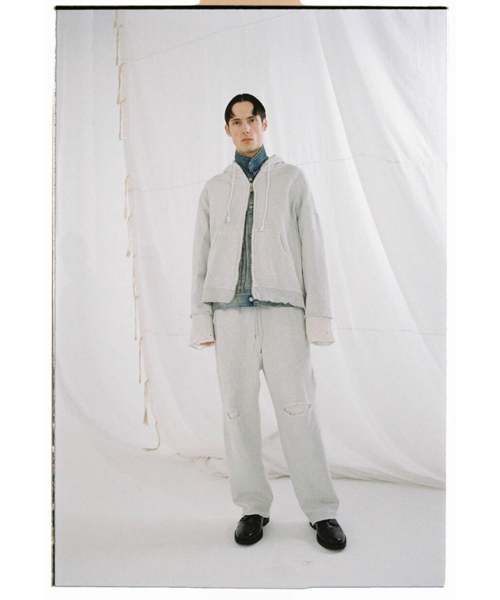 パンツ ancellm CRASH SWEAT LAYERED PANTS/WHITE ANCELLM | アンセルム CRASH SWEAT LAYERED PANTS(WHITE