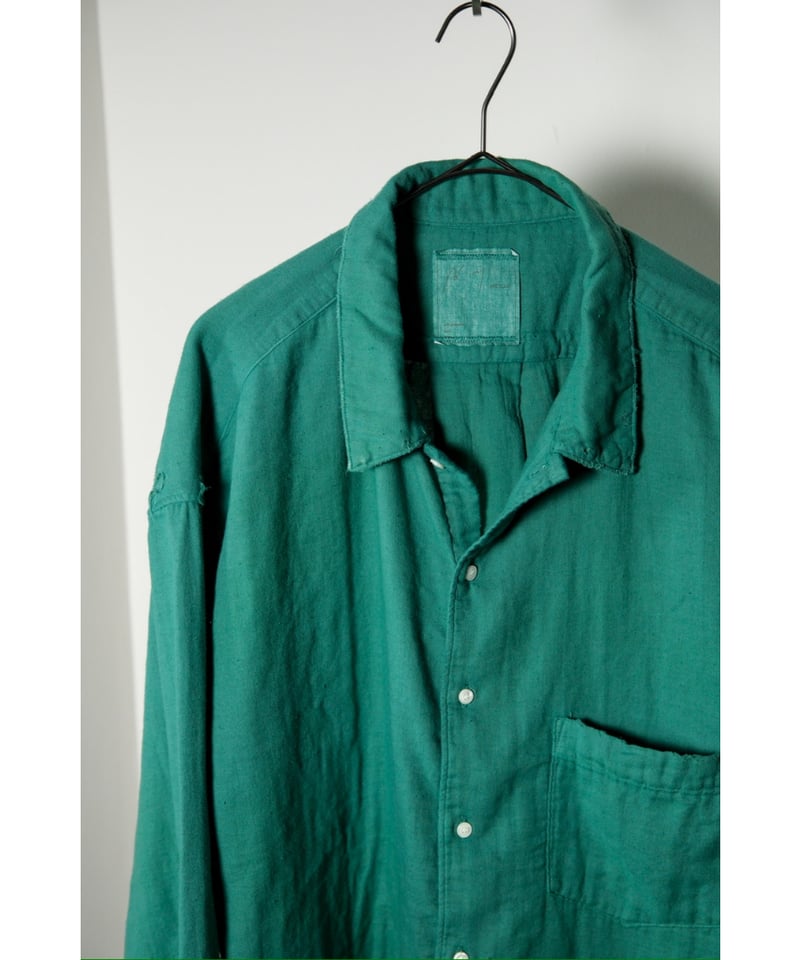 ancellm ダブルガーゼシャツ green size1 シャツ アンセルム ANCELLM | アンセルム DOUBLEGAUZE CRASH LS SHIRT(GREEN