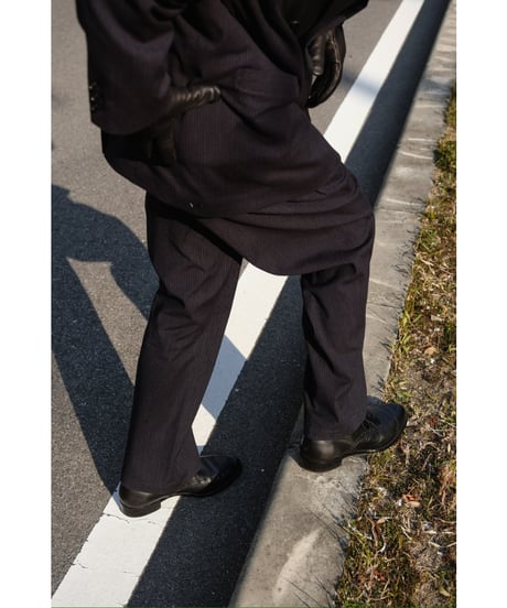ULTERIOR SILK WOOL STRIPED OX DRAWSTRING PANTS