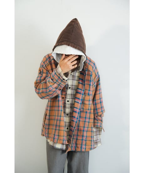 ANCELLM NEL CHECK HOODIE SHIRT