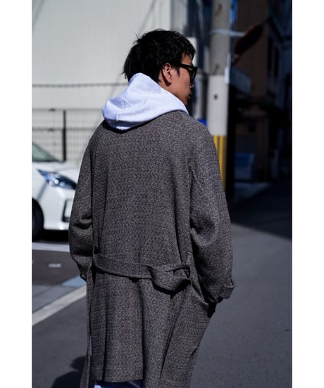 ULTERIOR  WOOL SILK TWEED SHAWL COLLAR COAT