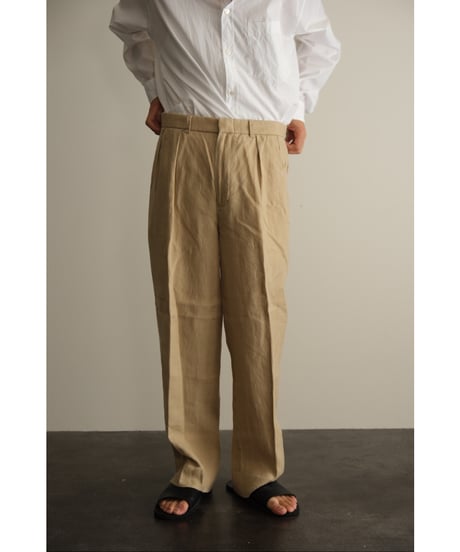 USED Linen Tuck Wide Trousers