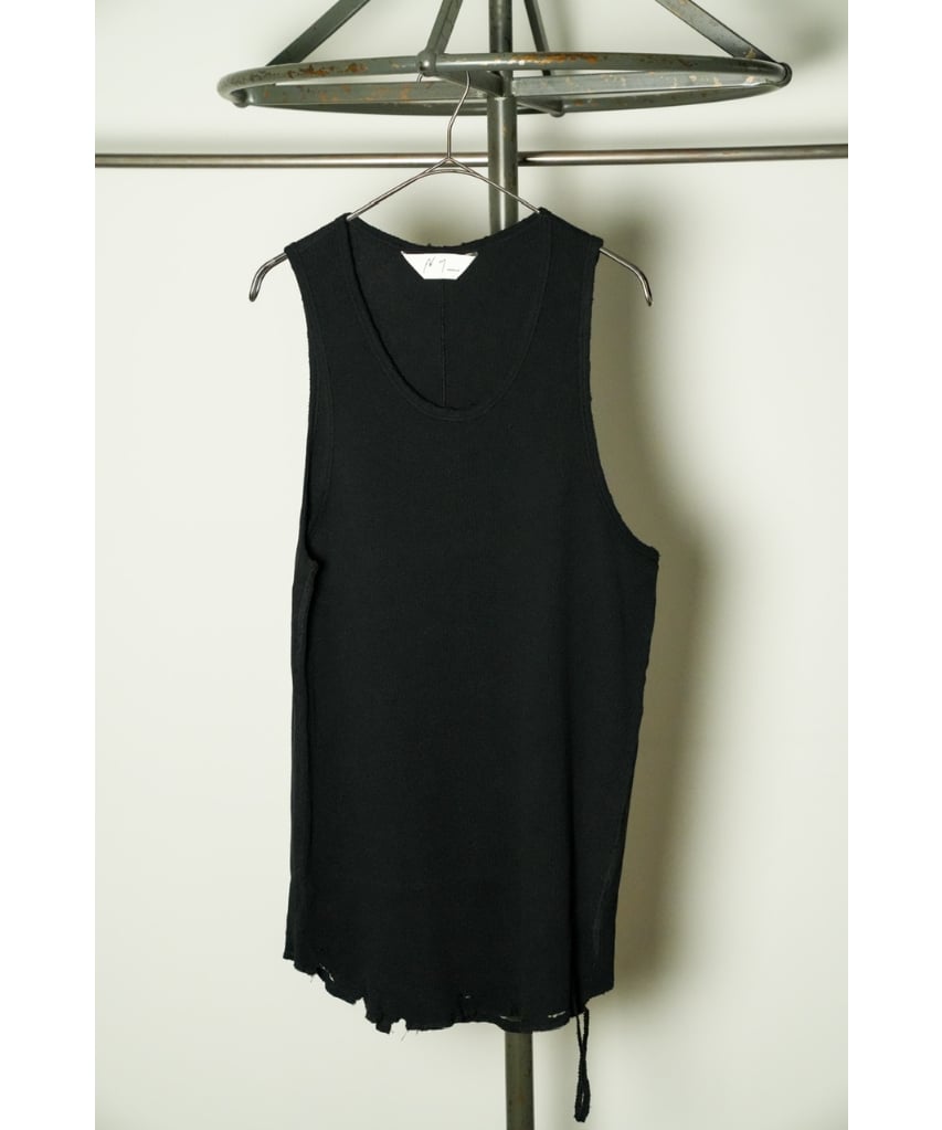 トップス ANCELLM DAMAGE WAFFLE TANK TOP ANCELLM - DAMAGE WAFFLE TANK TOP/BLACK | NapsNote