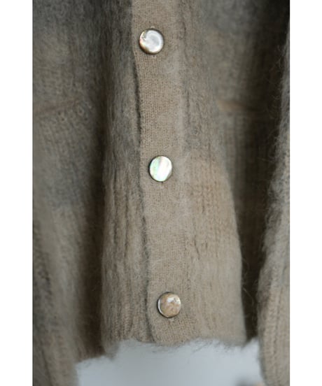 REVERBERATE MOHAIR GRADATION BORDER CARDIGAN