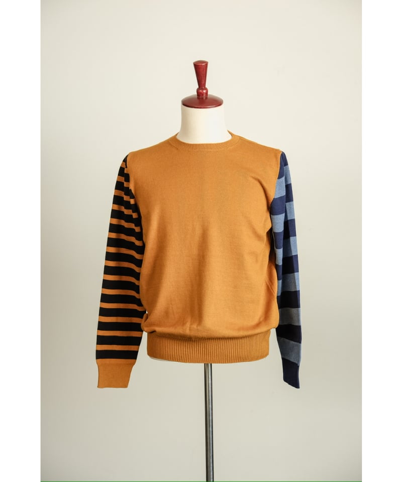 obafer COTTON CASHMERE BORDER SLEEVE SWEATER | 
