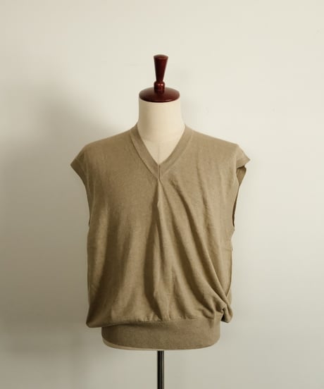 Olde H & Daughter LINEN / SILK PLAIN STITCH V NECK N/S