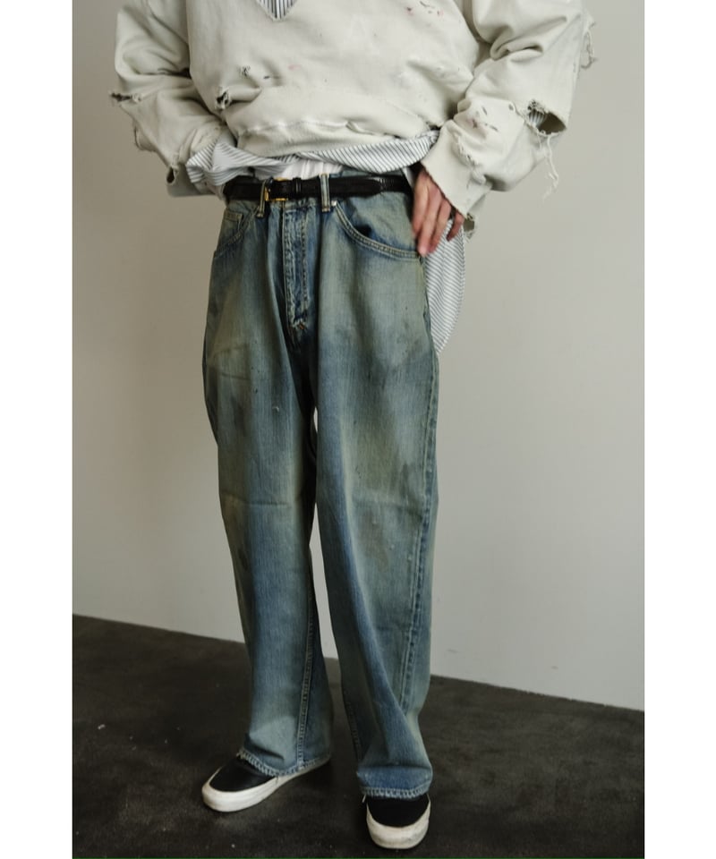ANCELLM／AGING DENIM STRAIGHT 5P PANTS