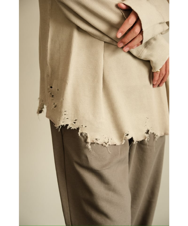 ANCELLM DAMAGE WAFFLE CREW LS T-SHIRT | MusterW