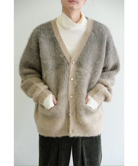 REVERBERATE MOHAIR GRADATION BORDER CARDIGAN