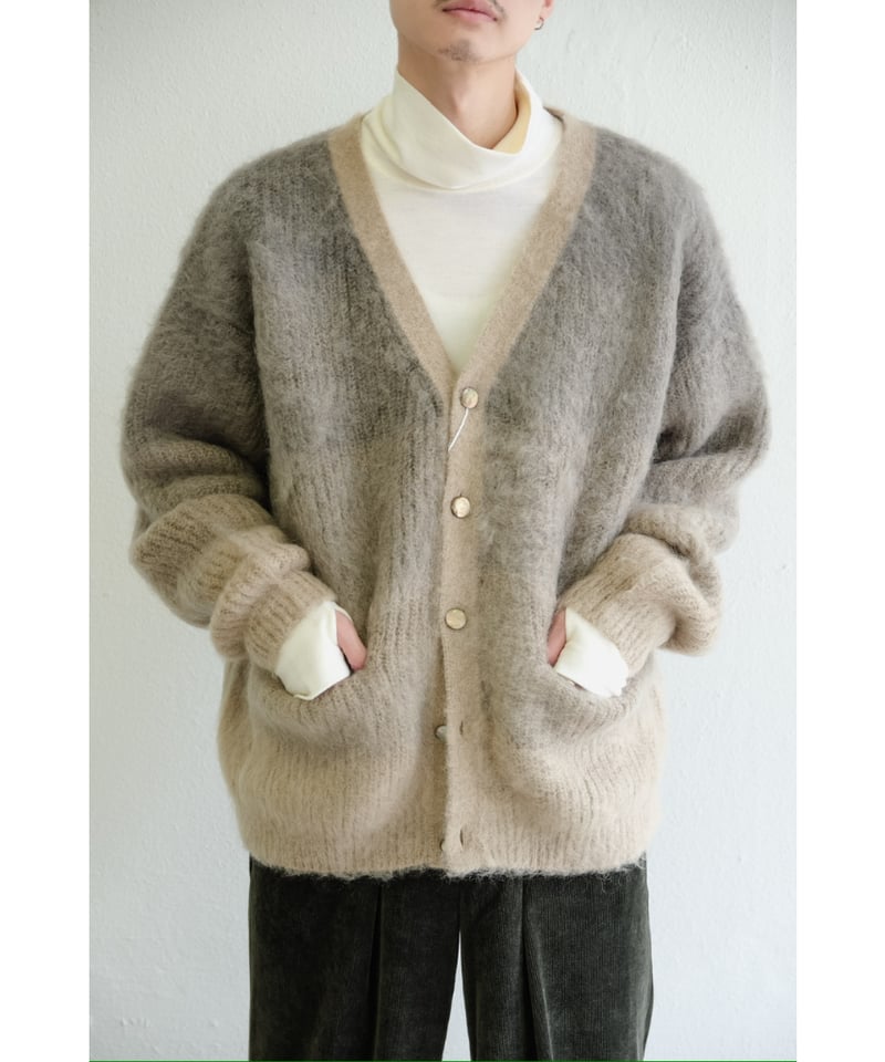 REVERBERATE MOHAIR GRADATION BORDER CARDIGAN |