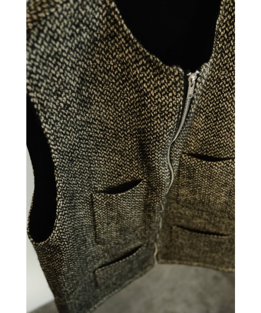 BISOWN MIX TWEED×VELVETEEN ZIPUP VEST | MusterW