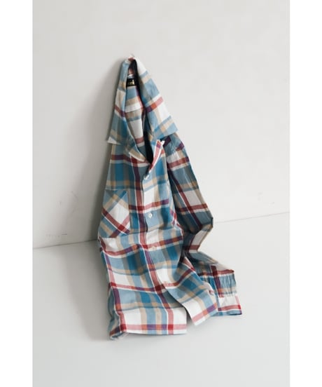 Gurank Plaid open collar shirts