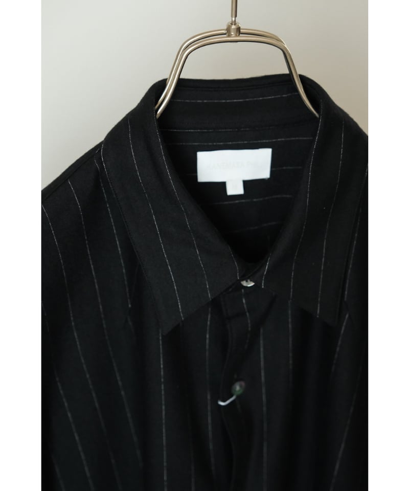 KANEMASA PHIL ストライプシャツ L ブラック　美品 KANEMASA PHIL. 36G Ideal Wool Stripe Shirt | Mu