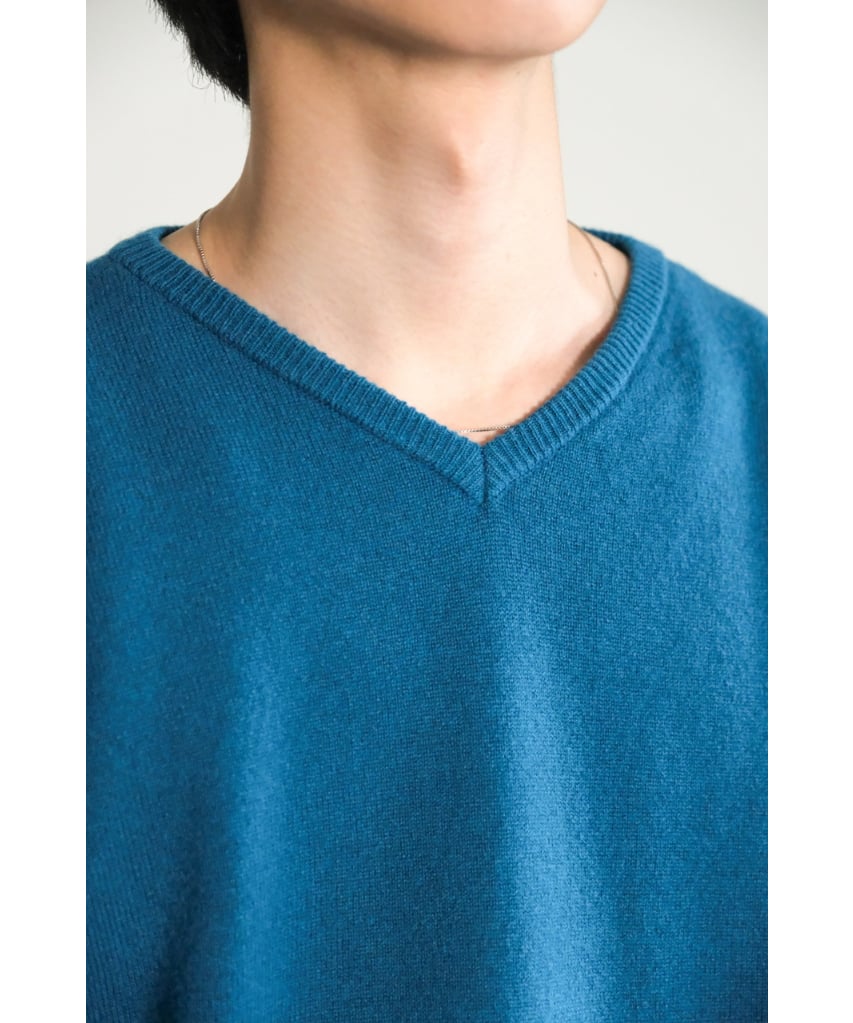 【ENCOMING】KNITTED V NECK JUMPER ENCOMING - KNITTED V NECK JUMPER Blue – STUDY SHOWROOM STORE