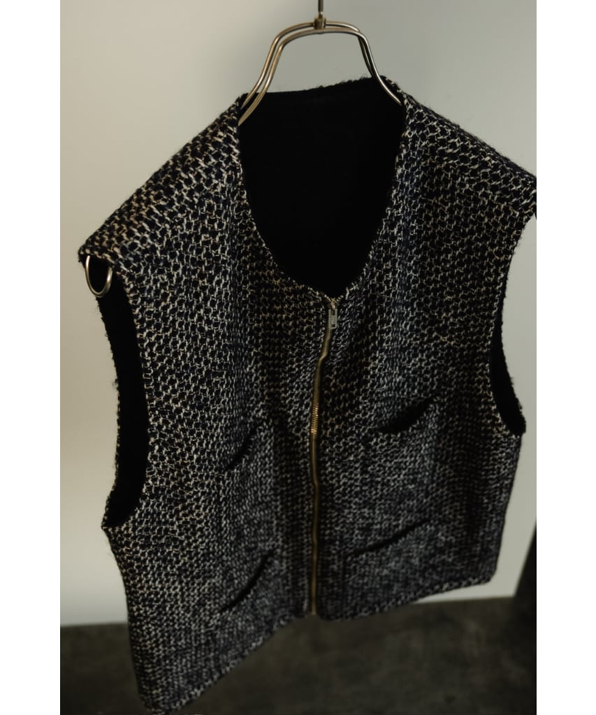 BISOWN MIX TWEED×VELVETEEN ZIPUP VEST | MusterW