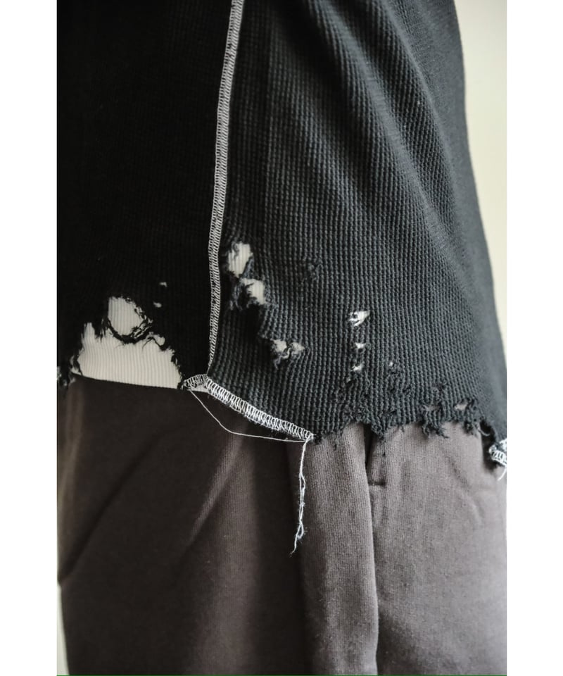 ANCELLM DAMAGE WAFFLE CREW LS T-SHIRT | MusterW