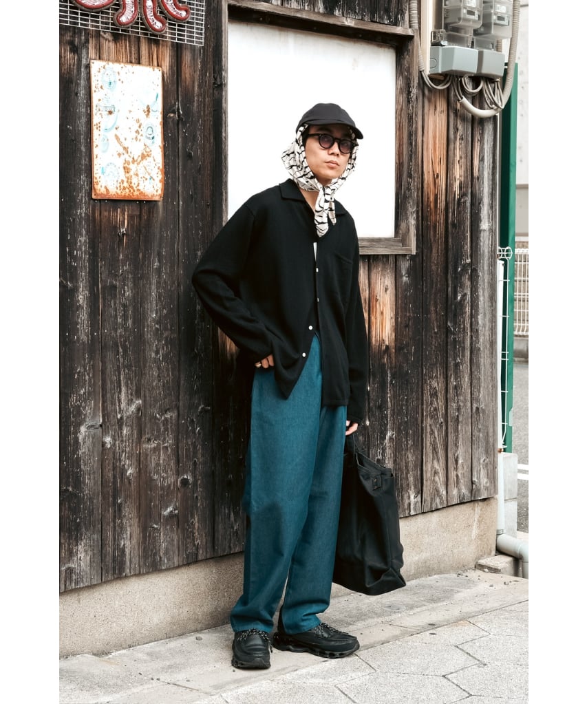 m's braque Deadstock Fabric Painted Cap Scarf |