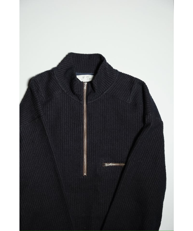 ジャケット・アウター ANCELLM CUT STRIPE HALF ZIP BLACK 1 ANCELLM CUT STRIPE HALF ZIP PULL OVER SHIRT | M