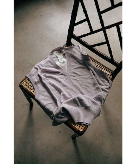 Olde H & Daughter LINEN / SILK PLAIN STITCH V NECK N/S