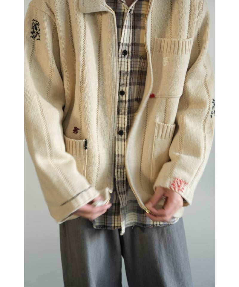 obafer ニット　ジャケット obafer WOOL ZIP REPAIR JACKET | MusterWerk Sud.
