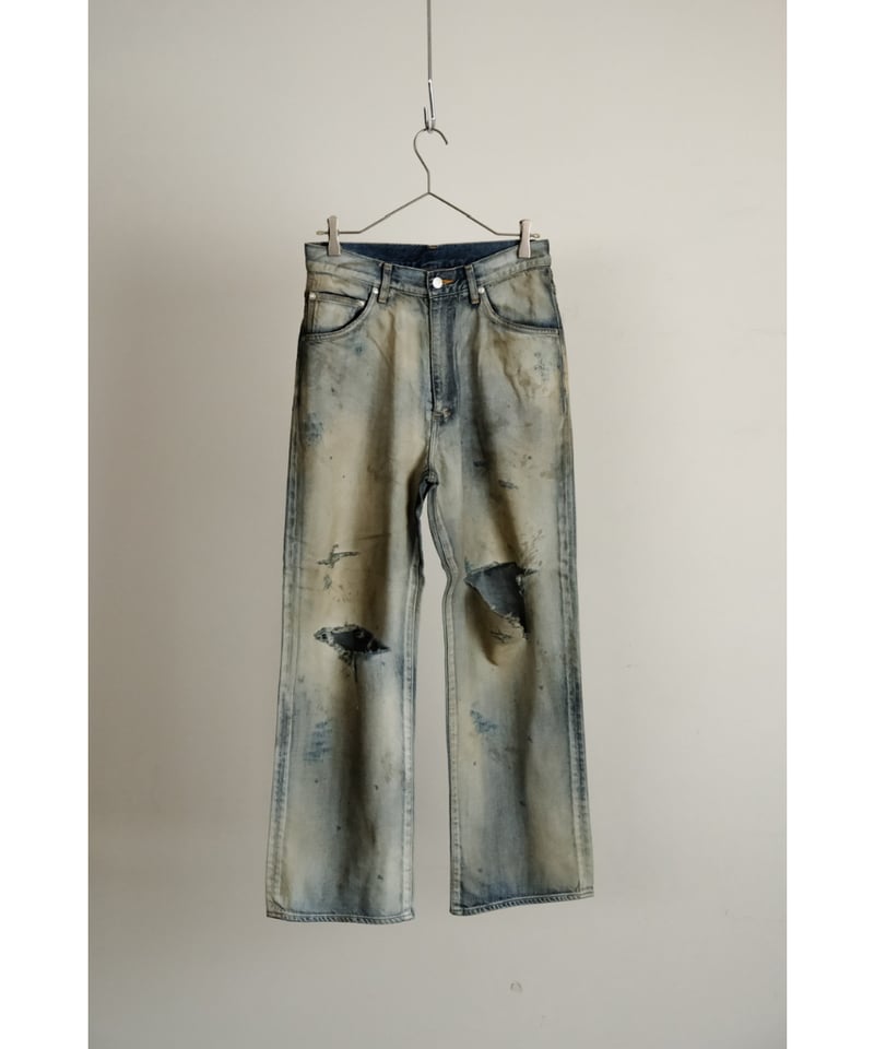 ANCELLM CRASH MIDDLE STRAIGHT 5P DENIM PANTS |