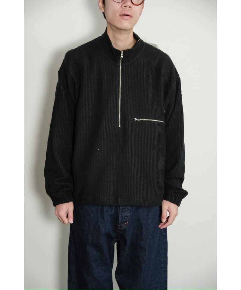 ANCELLM CUT STRIPE HALF ZIP PULL OVER SHIRT | M