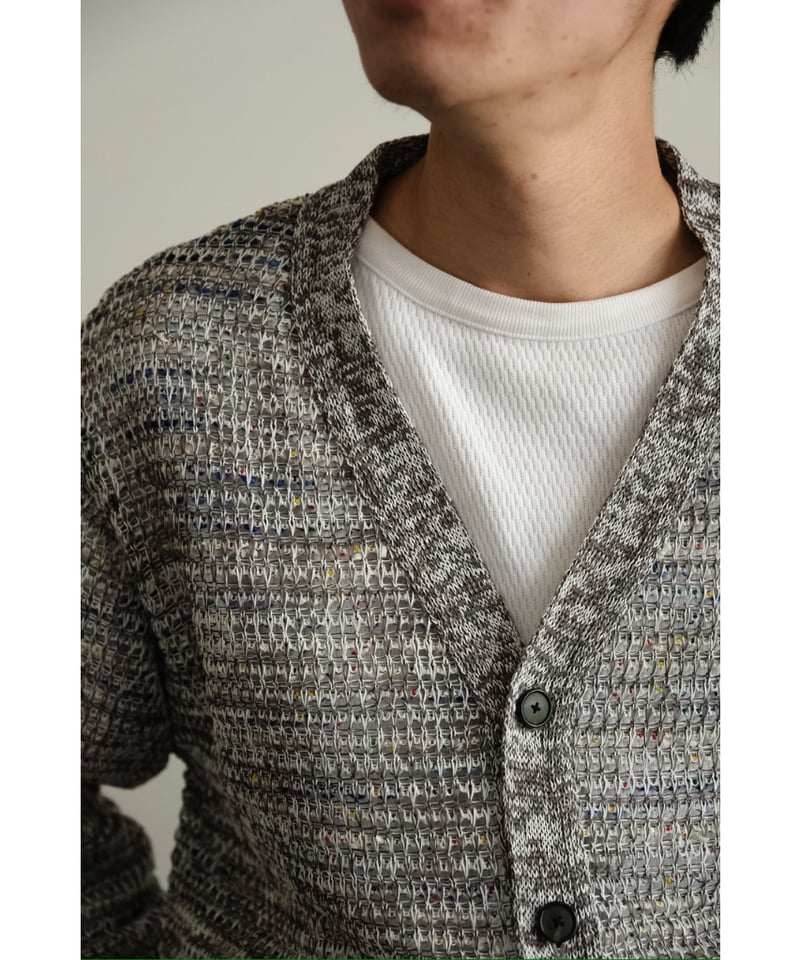 COOHEM 米富繊維　ミックスツイード　カーディガン　麻混　M COOHEM 米富繊維 ミックスツイード カーディガン 麻混 M COOHEM 米富