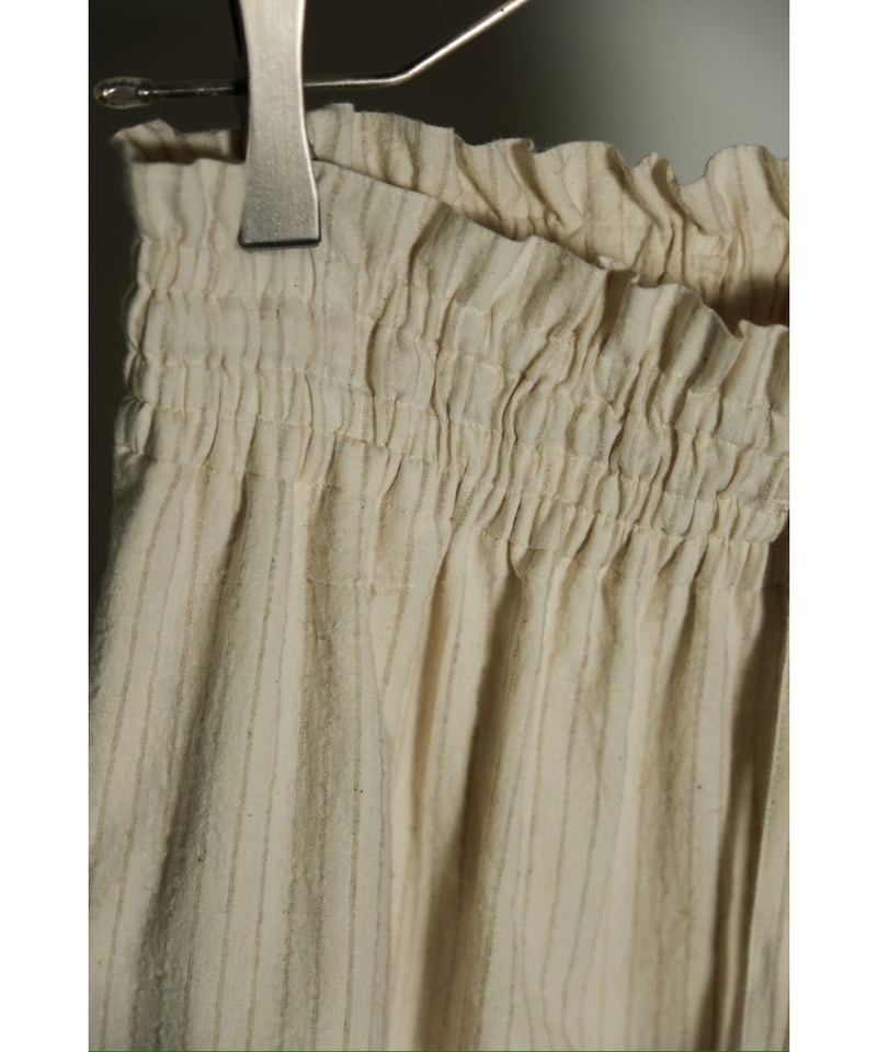 POSTELEGANT Cotton Linen Stripe Wide Trouser |