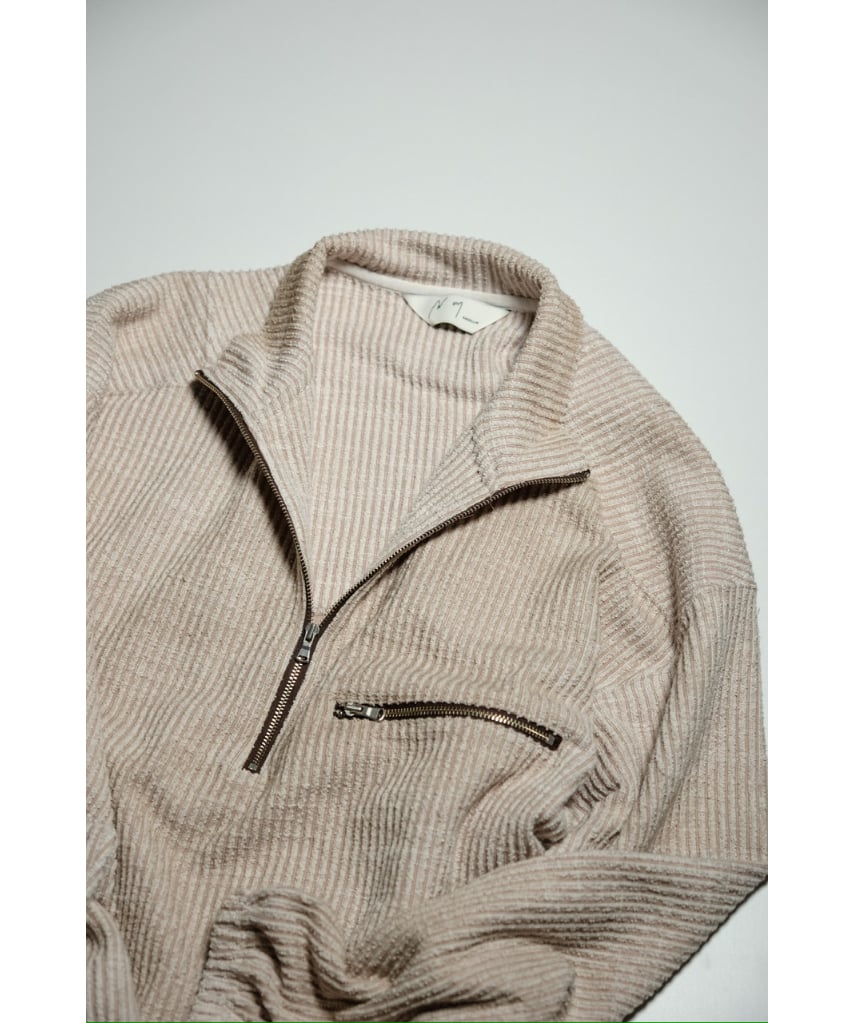 ANCELLM CUT STRIPE HALF ZIP PULL OVER SHIRT | M ANCELLM CUT STRIPE HALF ZIP PULL OVER SHIRT | M