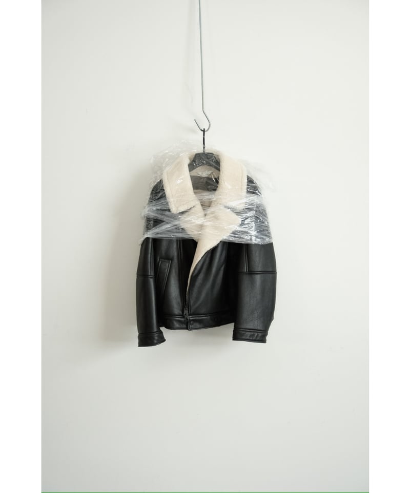ジャケット・アウター Japanese label double name mouton jacket MOUTON DOUBLE JACKET(BLACK×BLACK)