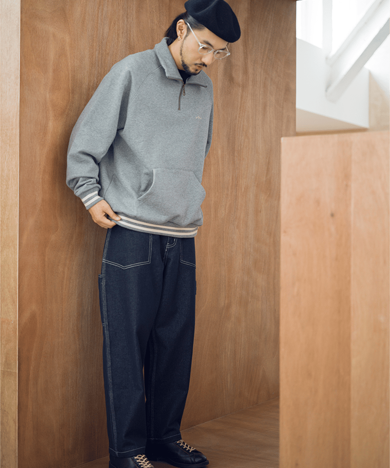 Half zip Sweatshirt-Heather Grey | MIZUTOKI Half zip Sweatshirt-Heather Grey | MIZUTOKI