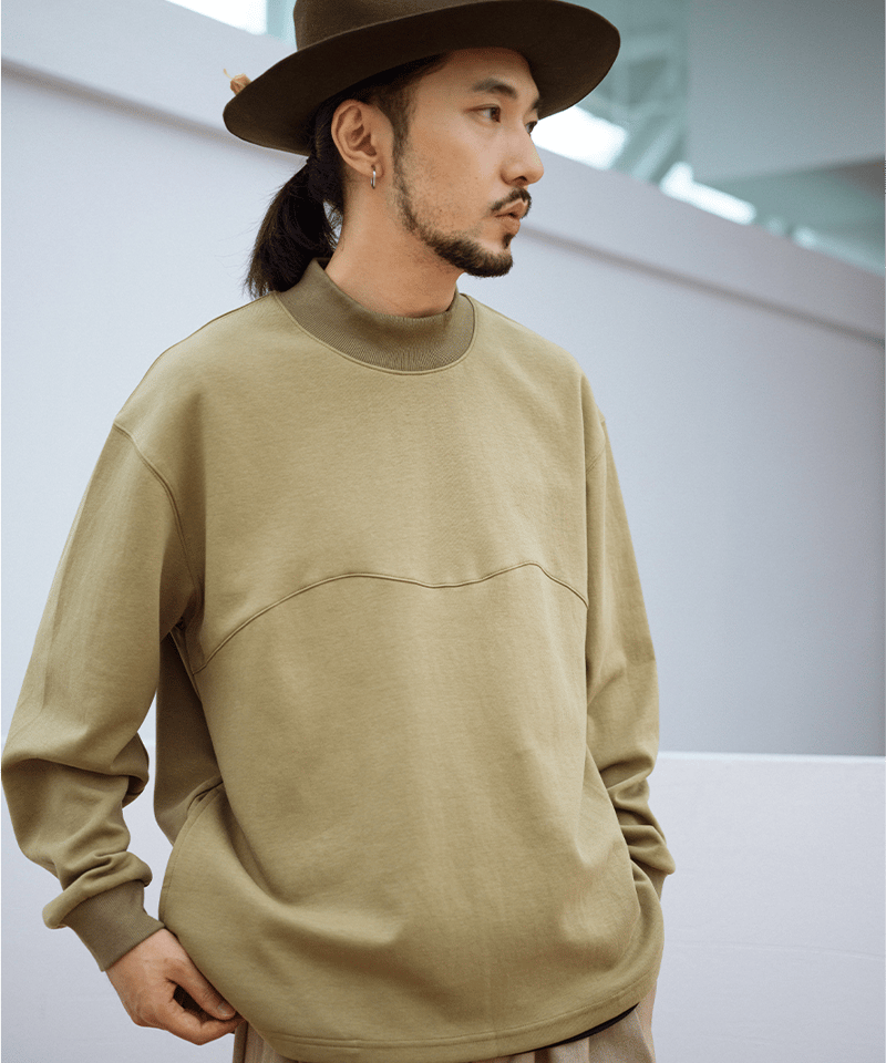 Mock Neck Wave LS-Green | MIZUTOKI