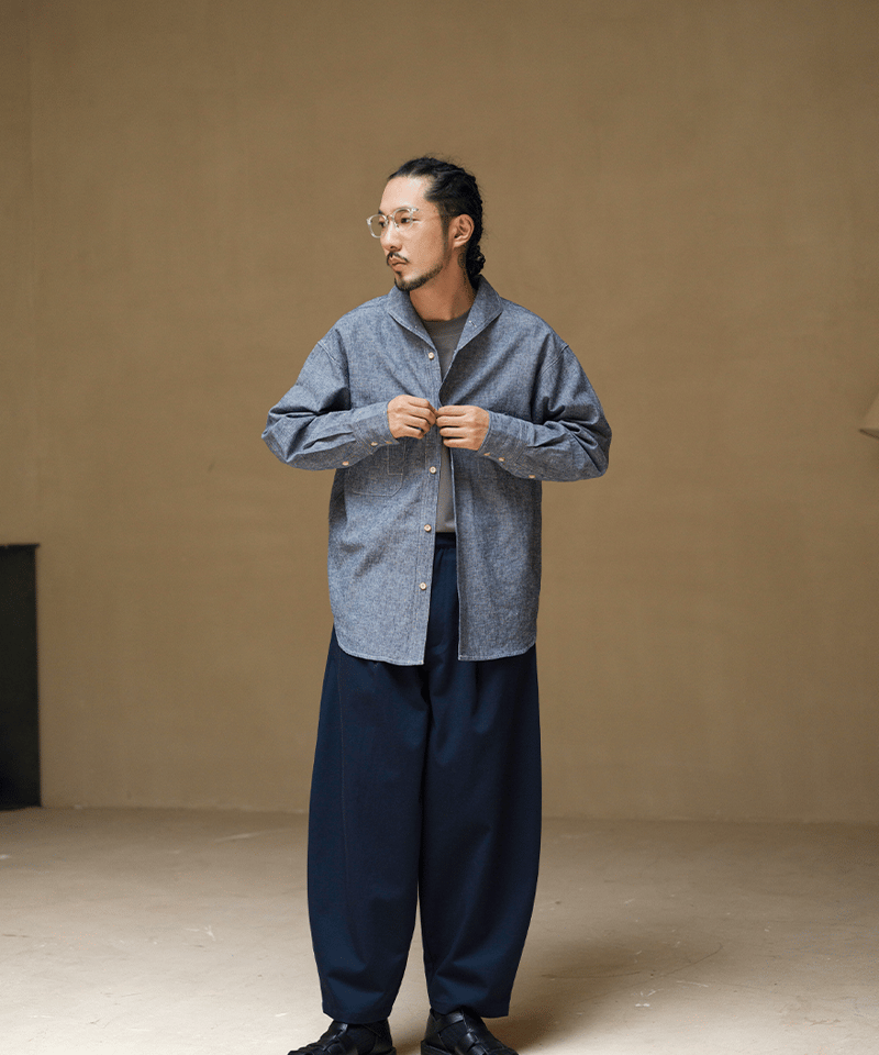 Sequel OXFORD FLYFRONT SHIRT ブルー Mサイズ OXFORD FLYFRONT SHIRT – TIME AFTER TIME