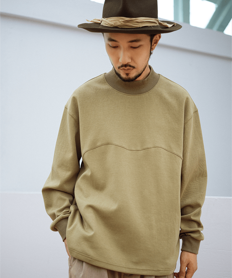 Mock Neck Wave LS-Green | MIZUTOKI