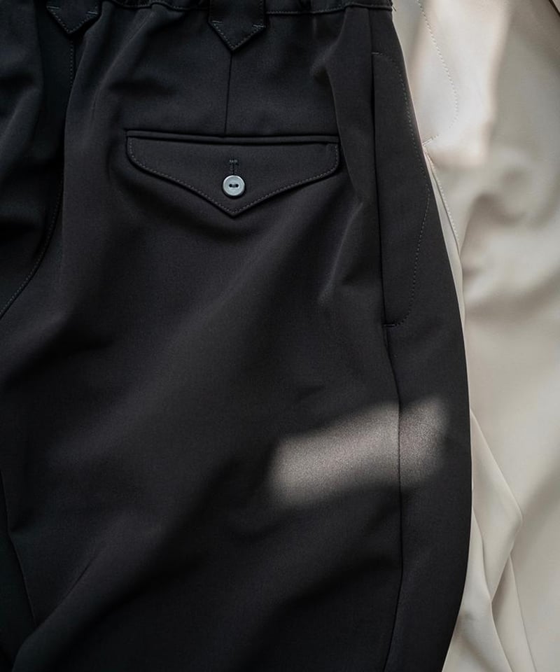 Recycled Textile Belted Pants-Obsidian | MIZUTOKI