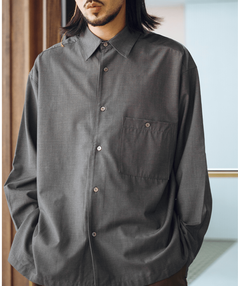 Side Slit Shirt-Green | MIZUTOKI