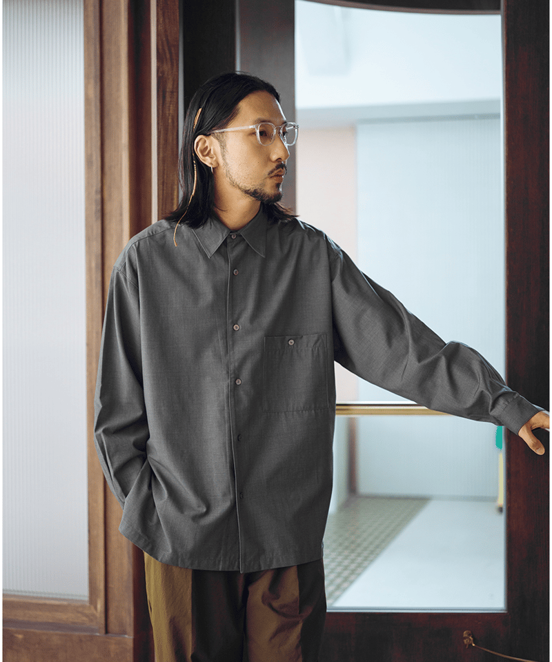 Side Slit Shirt-Green | MIZUTOKI