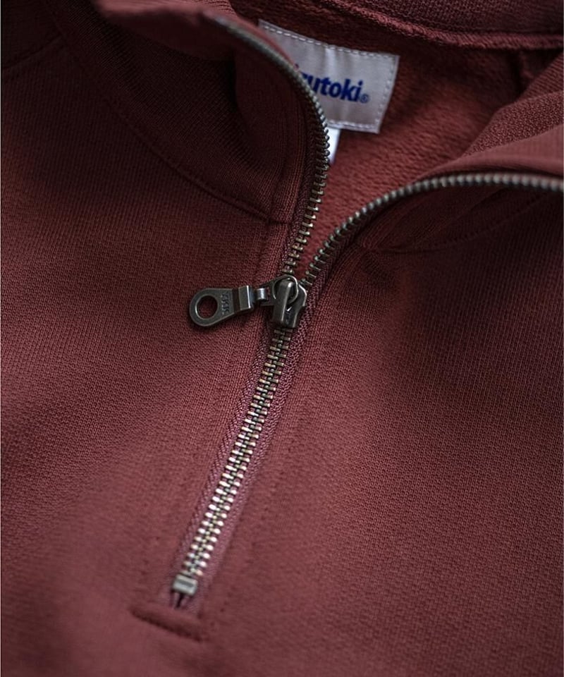 Half zip Sweatshirt-Rust Red | MIZUTOKI