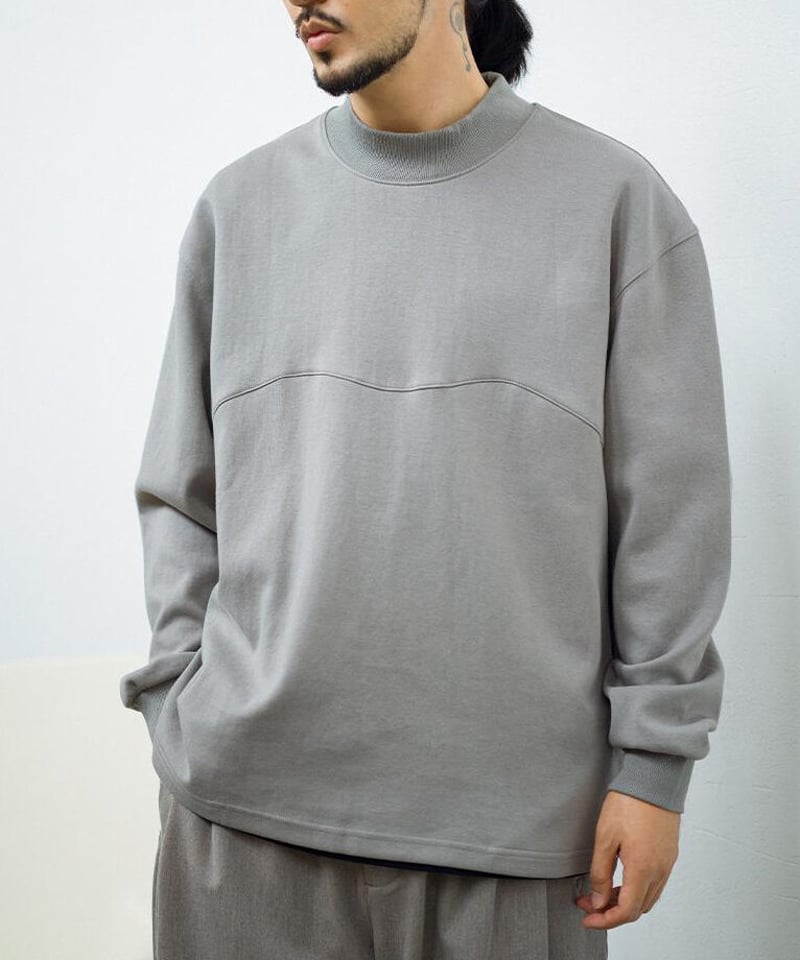 Mock Neck Wave LS-Grey | MIZUTOKI Mock Neck Wave LS-Grey | MIZUTOKI