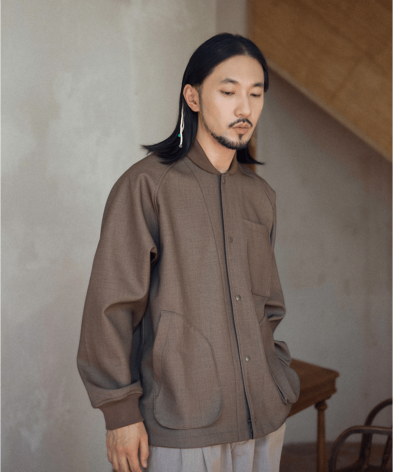 TR/Wool Coach Jacket-Copper Brown | MIZUTOKI TR/Wool Coach Jacket-Copper Brown | MIZUTOKI